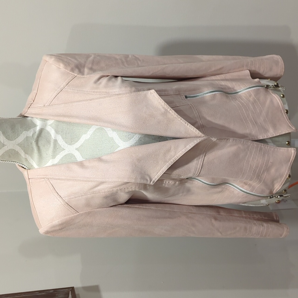 Vex Collection Pink Faux Suede open Jacket